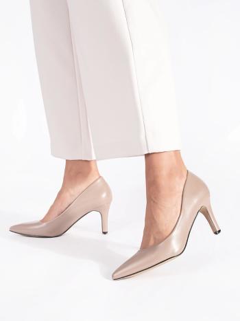 Pantofi de designer pentru femei bej pe toc stiletto