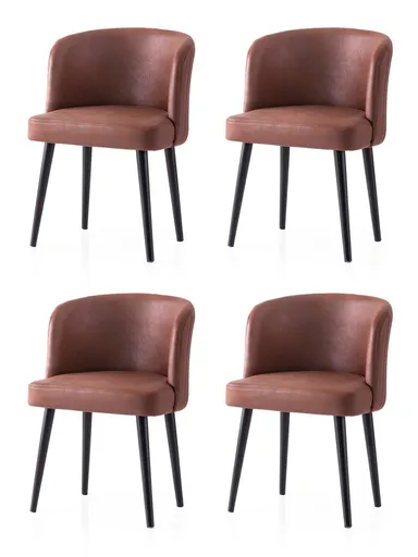 Set scaune 4 piese, Hanah Home, Zen, Negru/Rosu