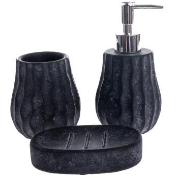 Set de accesorii de baie din ciment Douche 3 buc,negru