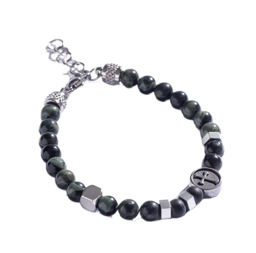 Marc Malone Brățară din mărgele pentru bărbați cu jasp verde MCGB5024