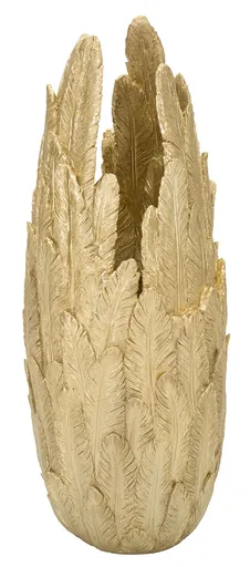 Vaza decorativa Feathers, Mauro Ferretti, 32x34x80 cm, polirasina, auriu