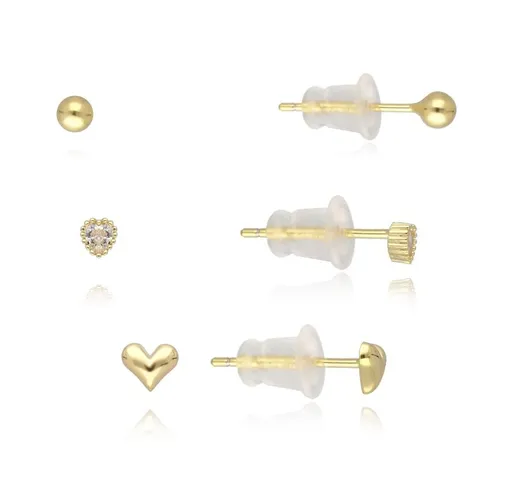 MOISS Set romantic de cercei placați cu aur E0004641 (3 perechi de cercei)