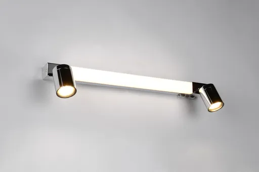 Aplica de perete Enrico, TRIO, 60x6x18 cm, 6.5W / 4.9W, 1x SMD / 2x GU10, metal, argintiu