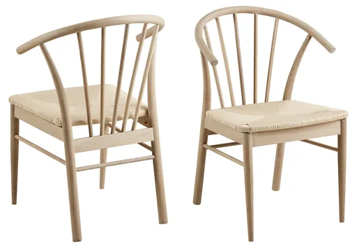 Scaun Cassandra, Actona, 54x54x83 cm, lemn de stejar, alb murdar