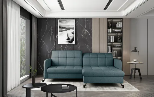 Coltar extensibil dreapta 3 locuri ELTAP, Lore-16, Lorelle, 225x160x105 cm, lemn/poliester, albastru