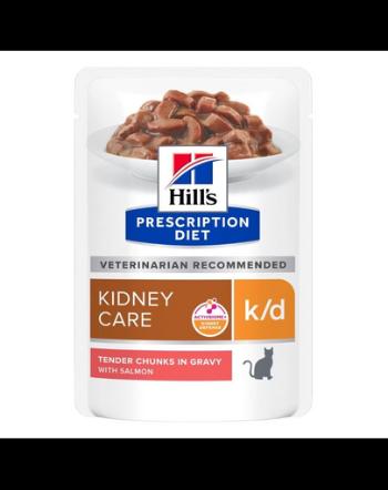 HILL'S Prescription Diet Feline k/d Kidney Care Pliculete hrana pisici cu probleme renale, cu somon 12x85 g