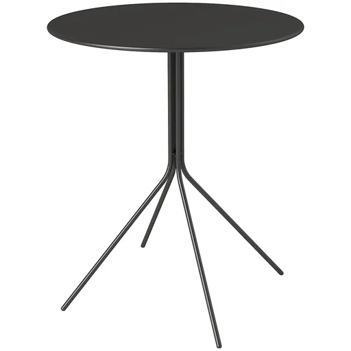 Outsunny Masă de grădină Ø60 x 71 cm, Masă pentru balcon din oțel rezistentă la intemperii, Masă auxiliară rotundă cu tampoane pentru picioare Negru |