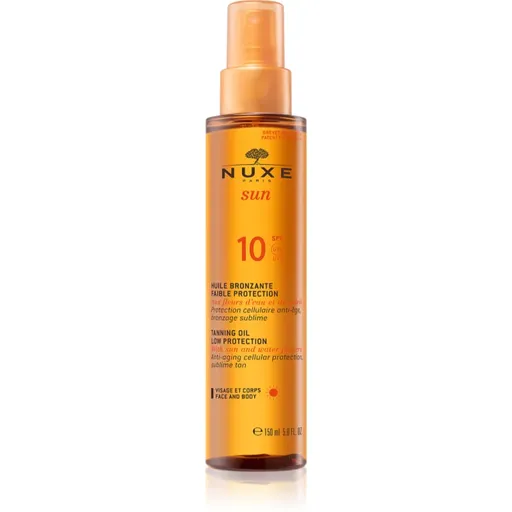 Nuxe Sun Tanning Sun Oil Ulei de plaja pentru fata si corp SPF 10 150 ml