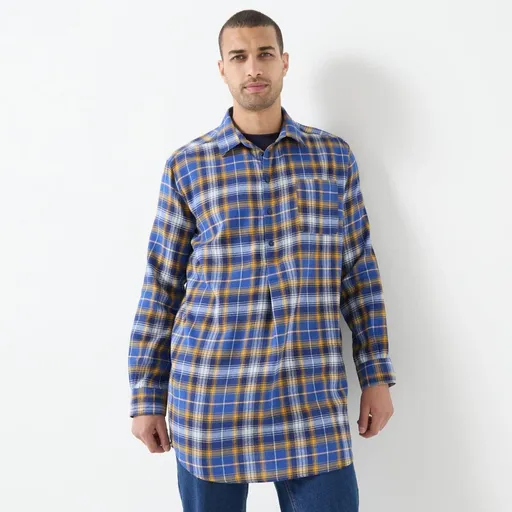 Cămașă extra-lungă din flanel în carouri