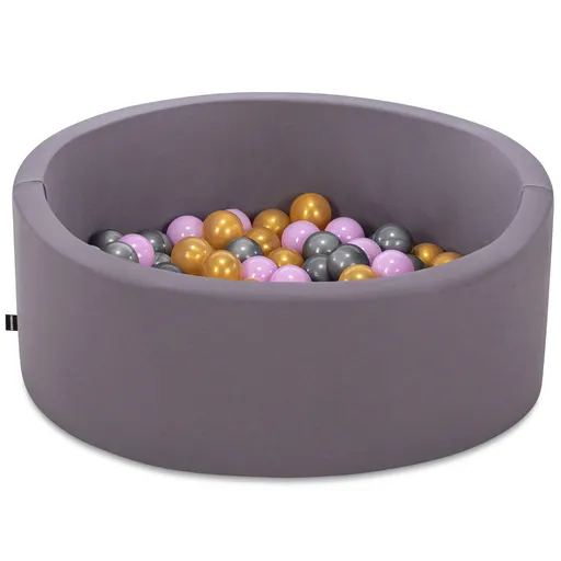Piscina cu bile, Bubble Pops v8, 150 bile, Ø85 x 30 cm, bumbac/plastic, gri