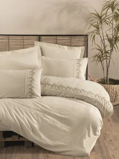 Lenjerie de pat dubla, L'essentiel Maison, Darian, Crem