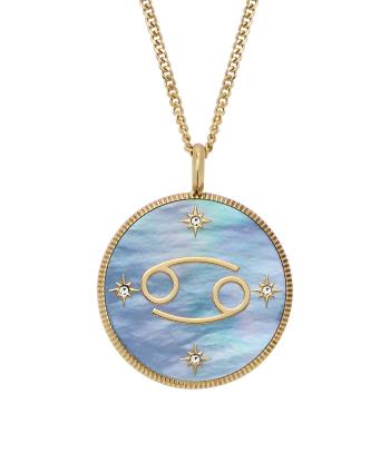 Fossil Colier placat cu aur cu simbolul zodiacal Rac Written in the Stars JF04841710