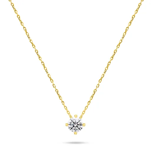 Brilio Silver Colier minimalist placat cu aur, cu zircon NCL73Y