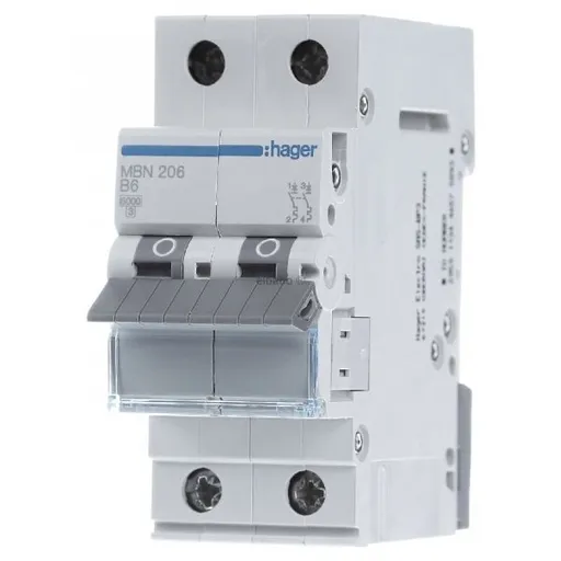 Siguranta automata 2P, 6A, 6kA, B, Hager MBN206