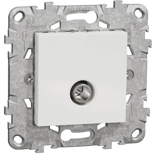 Priza TV tata individuala, cu suport fixare si gheare Schneider Noua Unica NU546218Z, alb