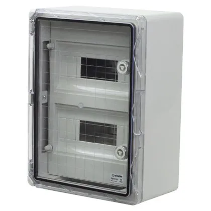 Cutie modulara IP65 din ABS gri, usa transparenta, 2 x 12 module, 300x400x170 mm PP3114