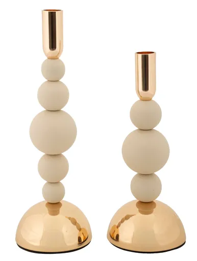 Set 2 suporturi de lumanare Bolly, Mauro Ferretti, 10x24 cm, 10x29.5 cm, fier, crem/auriu