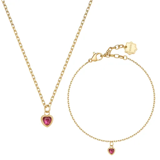 Brosway Set romantic de bijuterii placate cu aur, cu cristale „Inimă” Chakra BHKLE02 (colier și brățară)