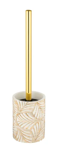 Perie pentru toaleta cu suport Terralba, Wenko, 9x36 cm, polirasina/inox, alb/auriu