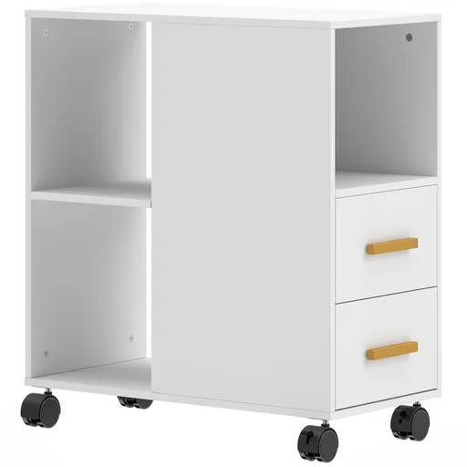 HOMCOM Suport pentru imprimantă Masă pentru imprimantă cu raft reglabil, roți pentru fax scanner 60 x 30 x 65 cm Alb | Aosom Romania