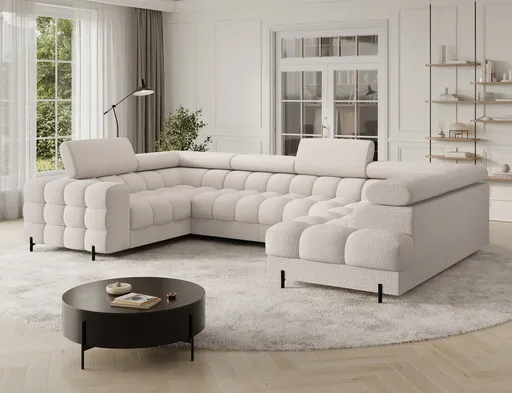 Coltar extensibil dreapta 3 locuri ELTAP, RT-20BAF, Fectory, 346x205x93 cm, lemn/poliester, bej deschis