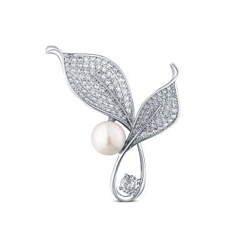 JwL Luxury Pearls Broșă cu perle strălucitoare cu cristale 2 în 1 Bilete JL0818