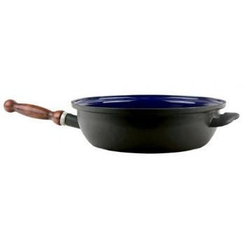 Sfinx Tigaie emailată cu mâner din lemn BSE, 28 cm, diam. 28 cm