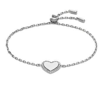 Fossil Brățară fermecătoare din oțel Inimă cu zircon JOF00941040