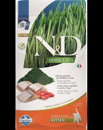 FARMINA N&amp;D Spirulina Kitten Herring &amp; Wolfberry 1,5 kg Hrana uscata  pentru pisoi, cu hering si spirulina