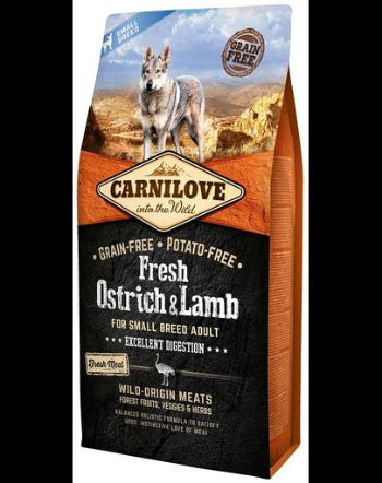 CARNILOVE Fresh Adult Small Breed hrana uscata caini adulti de talie mica, cu strut si miel 6 kg