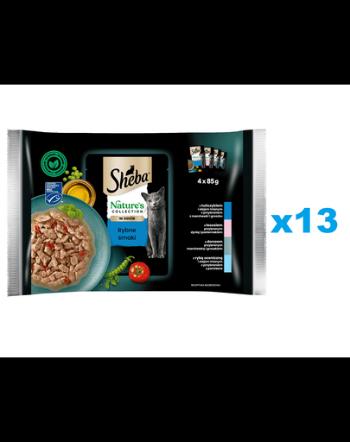 SHEBA Nature’s Collection 52x85 g hrana la plic cu sos pentru pisica, mix peste