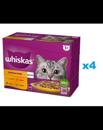 WHISKAS Hrana umeda pisici, cu pui, rata, pasare, curcan in aspic 48x85g