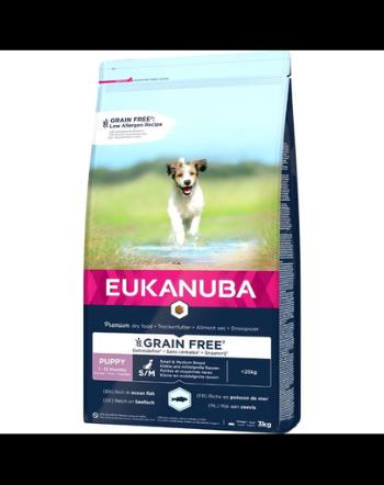 EUKANUBA Grain Free Puppy Small&amp;Medium hrana uscata caini juniori talie mica/medie, fara cereale 3 kg