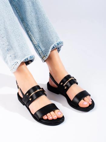 Sandale elegante pentru femei negre fără toc
