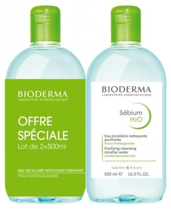 Bioderma Set de ape micelare pentru ten gras si mixt Sebium H2O Duo