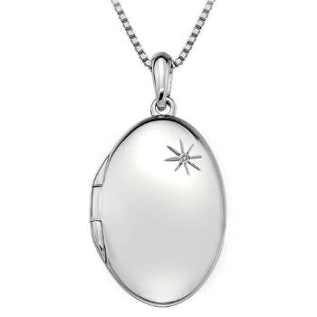 Hot Diamonds Colier din argint Hot Diamonds Memoirs Oval Locket DP493 (lanț, pandantiv)