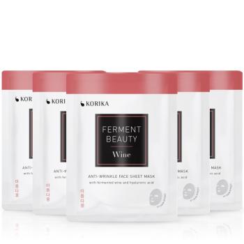 KORIKA FermentBeauty Set of 5 Anti-wrinkle Face Sheet Masks with Fermented Wine and Hyaluronic Acid set de măști de față la un preț mai avantajos