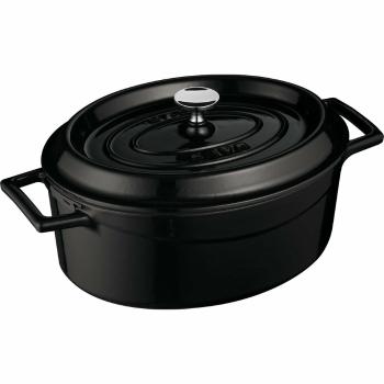 LAVA Metal Oală ovală din fontă neagră, 4,8 l,diametru 29 cm