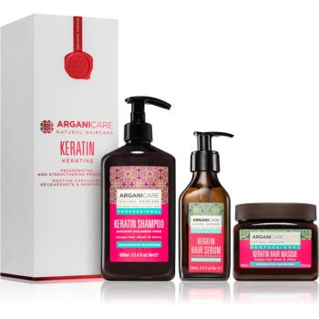 Arganicare Keratin Regenerating and Strengthening Program Set set cadou efect regenerator