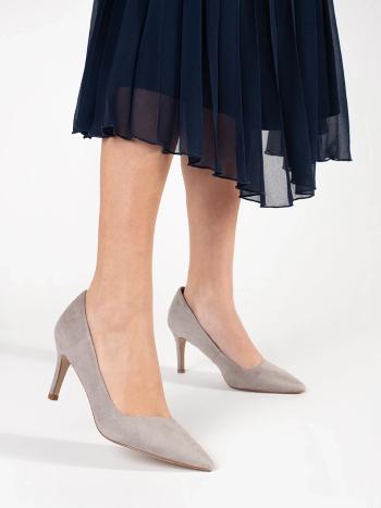 Pantofi confortabili gri pentru femei pe toc stiletto