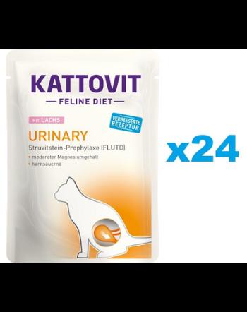 KATTOVIT Feline Diet Urinary hrana umeda dietetica pentru pisici in prevenirea pietrelor struvit, cu somon 24 x 85 g