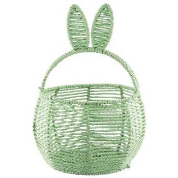 Altom Pletený košík s ušami okrúhly, 18 x 18 x 13/30 cm, zelená