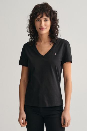 TRIČKO GANT REG SHIELD SS V-NECK T-SHIRT BLACK