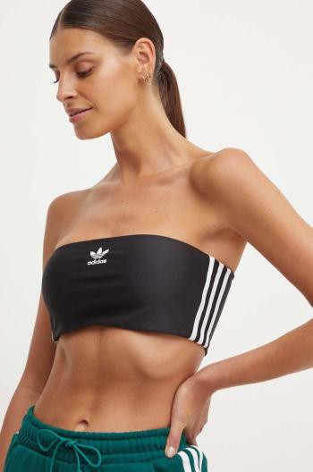 Top adidas Originals 3S TUBE TOP dámsky, čierna farba, odhalené ramená, IX7823