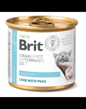 BRIT Vetrinary Diet Obesity Lamb&amp;Pea pisici cu greutate excesiva 200 g hrana umeda