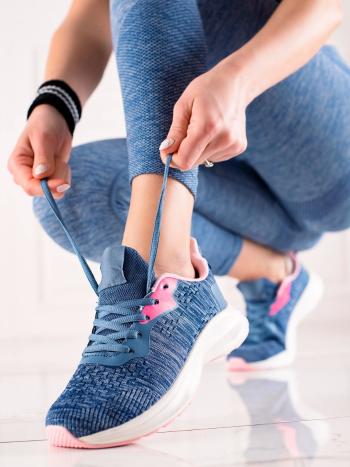 Adidași originali pentru femei de culoare albastră fără toc