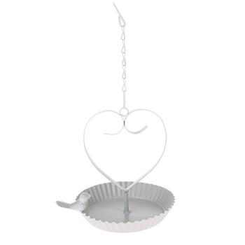 Hrănitoare pentru păsări din metal Hanging Bird´sheart alb, 18 x 21 cm
