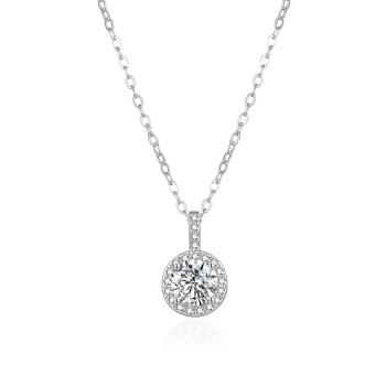 Agato Colier fermecător din argint cu zircon transparent AGT-N014W (lanț, pandantiv)