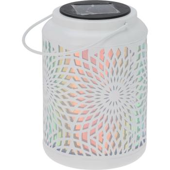 Lampă solară LED Mandala alb, 18 cm, alb cald, alb