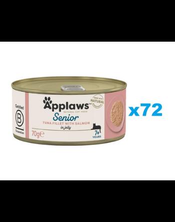 APPLAWS Cat Senior Tuna with Salmon in Jelly mancare umeda pisici senioare, cu ton si somon 72x70g